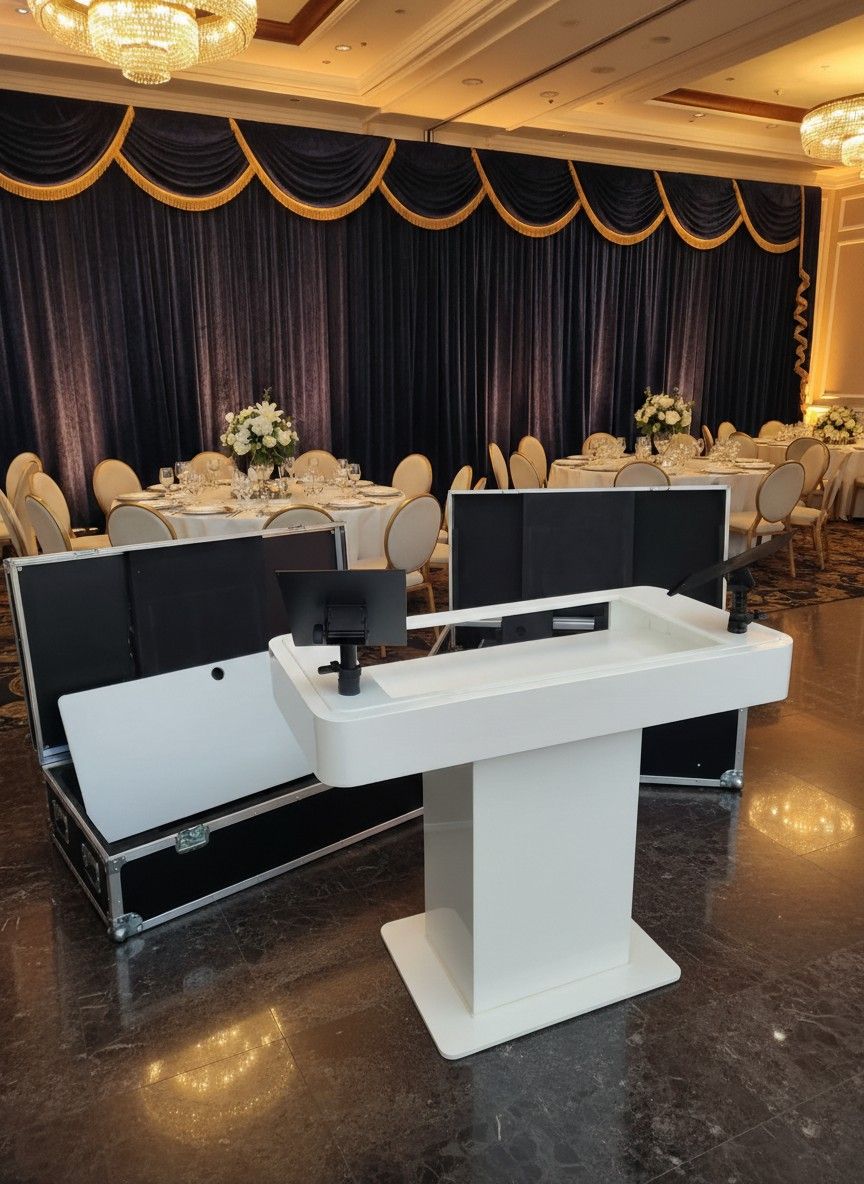 Event podium angle view at ballroom